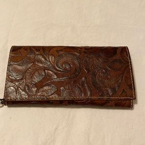 Holy Cow Couture Leather bandit wallet with roses.smoke free home